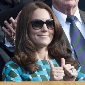 Kate Middleton à Wimbledon le 6 juillet 2014 lors de la finale masculine. La duchesse de Cambridge devrait reprendre le flambeau de la reine Elizabeth II comme marraine du All England Lawn Tennis and Croquet Club.