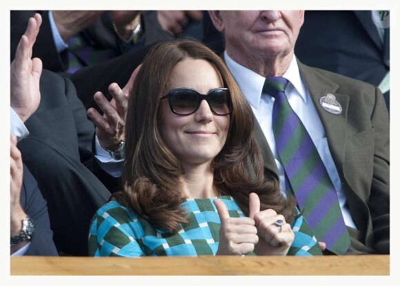 Kate Middleton à Wimbledon le 6 juillet 2014 lors de la finale masculine. La duchesse de Cambridge devrait reprendre le flambeau de la reine Elizabeth II comme marraine du All England Lawn Tennis and Croquet Club.