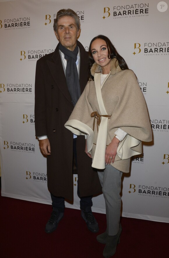 Dominique Desseigne et sa compagne Alexandra Cardinale - Remise du prix Théâtre de La Fondation Barrière 2015 au théâtre Tristan Bernard à Paris, pour la pièce "Je vous écoute" à Paris le 1er février 2016. © Coadic Guirec