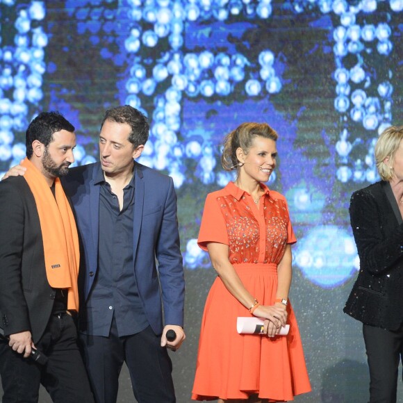 L'animateur Cyril Hanouna et Gad Elmaleh - 28e Téléthon au Champ de Mars à Paris le 6 décembre 2014.