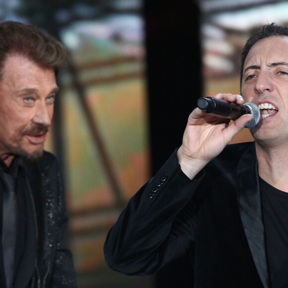 Exclusif - Johnny Hallyday et Gad Elmaleh - Enregistrement de l'émission spéciale "Johnny, la soirée événement", qui sera diffusée sur TF1 en prime time le 20 décembre 2014.