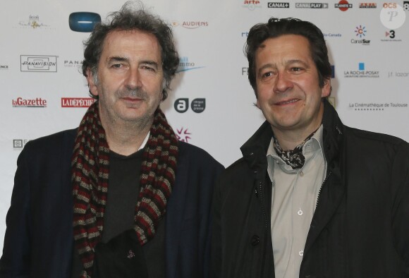 Les acteurs François Morel et Laurent Gerra pour le téléfilm "Monsieur Paul" lors du 18ème Festival des créations télévisuelles de Luchon, le 5 février 2016. © Patrick Bernard/Bestimage