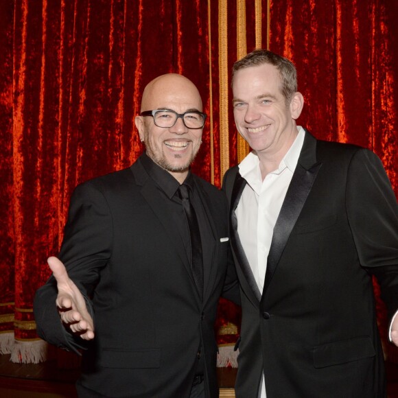 Exclusif - Pascal Obispo et Garou - Inauguration du restaurant et cabaret péruvien "Manko" de la star mondiale de la cuisine sud-américiane Gastón Acurio au 15 avenue Montaigne à Paris le 5 février 2016. ©Rachid Bellak/Bestimage