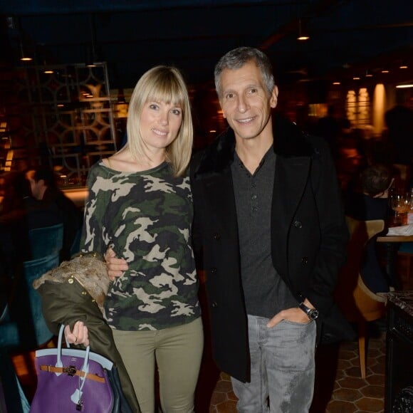 Exclusif - Nagui et sa femme Mélanie Page - Inauguration du restaurant et cabaret péruvien "Manko" de la star mondiale de la cuisine sud-américiane Gastón Acurio au 15 avenue Montaigne à Paris le 5 février 2016. ©Rachid Bellak/Bestimage