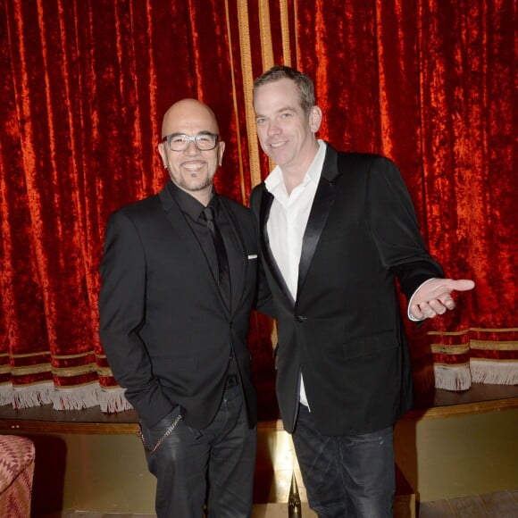 Exclusif - Pascal Obispo et Garou - Inauguration du restaurant et cabaret péruvien "Manko" de la star mondiale de la cuisine sud-américiane Gastón Acurio au 15 avenue Montaigne à Paris le 5 février 2016. ©Rachid Bellak/Bestimage