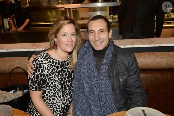 Exclusif - Zinedine Soualem et sa compagne Caroline Faindt - Inauguration du restaurant et cabaret péruvien "Manko" de la star mondiale de la cuisine sud-américiane Gastón Acurio au 15 avenue Montaigne à Paris le 5 février 2016. ©Rachid Bellak/Bestimage