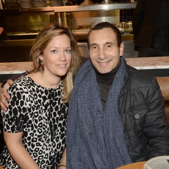 Exclusif - Zinedine Soualem et sa compagne Caroline Faindt - Inauguration du restaurant et cabaret péruvien "Manko" de la star mondiale de la cuisine sud-américiane Gastón Acurio au 15 avenue Montaigne à Paris le 5 février 2016. ©Rachid Bellak/Bestimage