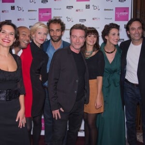 Noémie Kocher, Denis Maréchal, Rebecca Hampton, Bartholomew Boutellis, Dominic Bachy, Anaïs Tellenne, Linda Hardy, Anthony Delon - Photocall lors de l'avant-première du film "Des amours, désamour" au cinéma Gaumont Opéra à Paris, le 1er février 2016.01/02/2016 - Paris