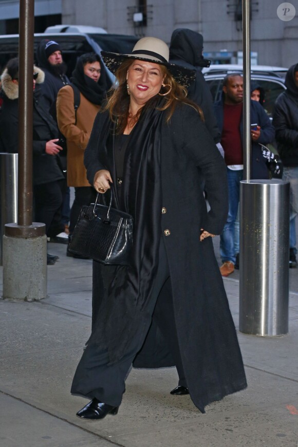 La créatrice Lorraine Schwartz arrive au Madison Square Garden pour la présentation de la collection Season 3 de Kanye West. New York, le 11 février 2016.