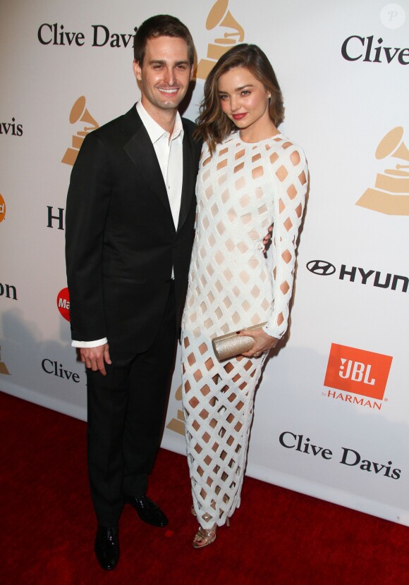Miranda Kerr et Evan Spiegel - Soirée de Gala Clive Davis Pre-Grammy à l'hôtel Hilton de Beverly Hills le 14 février 2016.