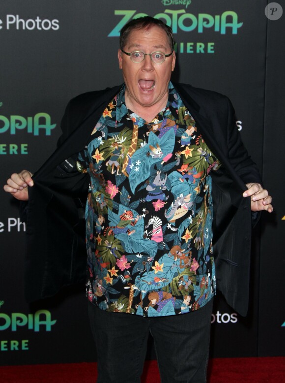 John Lasseter à l'avant-première du film 'Zootopia' des studios Disney au El Capitan Theatre de Los Angeles, le 17 février 2016.