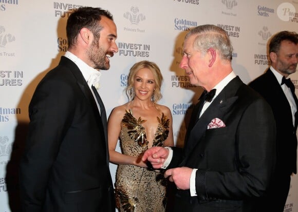 Kylie Minogue et son compagnon Joshua Sasse, le prince Charles au dîner de gala "Prince's Trust Invest in Futures" à Londres le 4 février 2016.