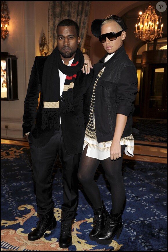 Kanye West et Amber Rose à la soirée après le défilé Givenchy à Paris, le 26 janvier 2010