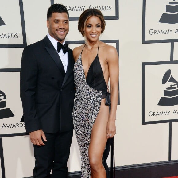 Ciara et son compagnon Russell Wilson lors de la 58e cérémonie des Grammy Awards au Staples Center de Los Angeles, le 15 février 2016