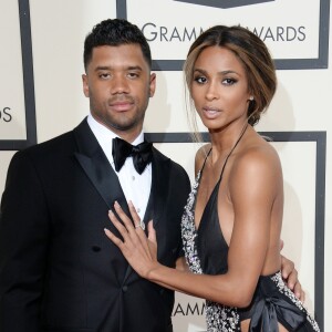 Ciara et son compagnon Russell Wilson lors de la 58e cérémonie des Grammy Awards au Staples Center de Los Angeles, le 15 février 2016