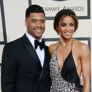 Ciara et son compagnon Russell Wilson lors de la 58e cérémonie des Grammy Awards au Staples Center de Los Angeles, le 15 février 2016