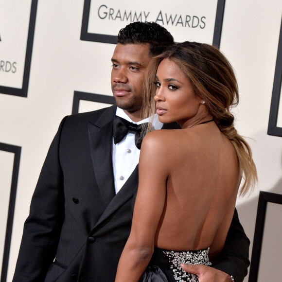 Russell Wilson et Ciara lors de la 58e cérémonie des Grammy Awards au Staples Center de los Angeles, le 15 février 2016