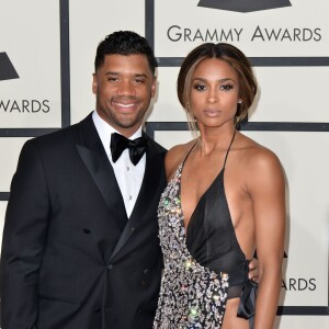 Russell Wilson et Ciara lors de la 58e cérémonie des Grammy Awards au Staples Center de los Angeles, le 15 février 2016