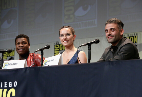 Oscar Isaac, Daisy Ridley et John Boyega au Comic-Con 2015.