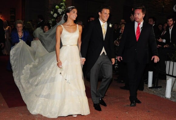 Diego Forlan et Paz Cardoso lors de leur mariage à Montevideo (Uruguay) le 12 décembre 2013.