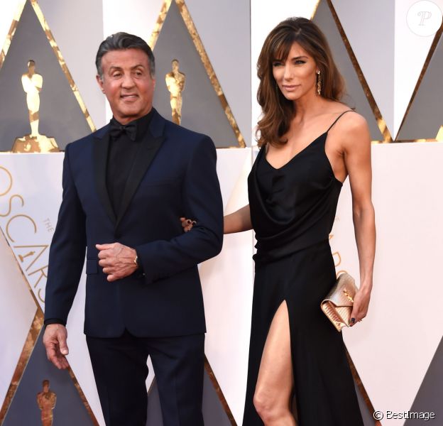 Sylvester Stallone et sa femme Jennifer Flavin - 88e cérémonie des Oscars au Dolby Theatre à Hollywood. Le 28 février 2016