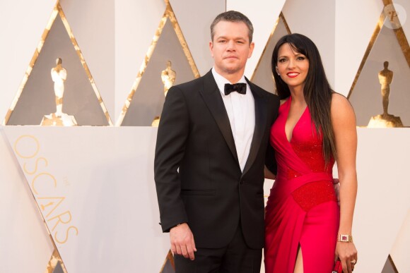Matt Damon et sa femme Luciana Barroso - 88e cérémonie des Oscars au Dolby Theatre à Hollywood. Le 28 février 2016