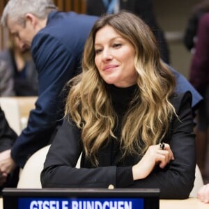 Gisele Bündchen ambassadrice de bonne volonté pour la journée du Fonds mondial pour la nature 2016 à l'ONU à New York le 2 mars 2016