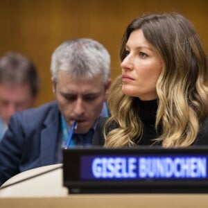 Gisele Bündchen ambassadrice de bonne volonté pour la journée du Fonds mondial pour la nature 2016 à l'ONU à New York le 2 mars 2016