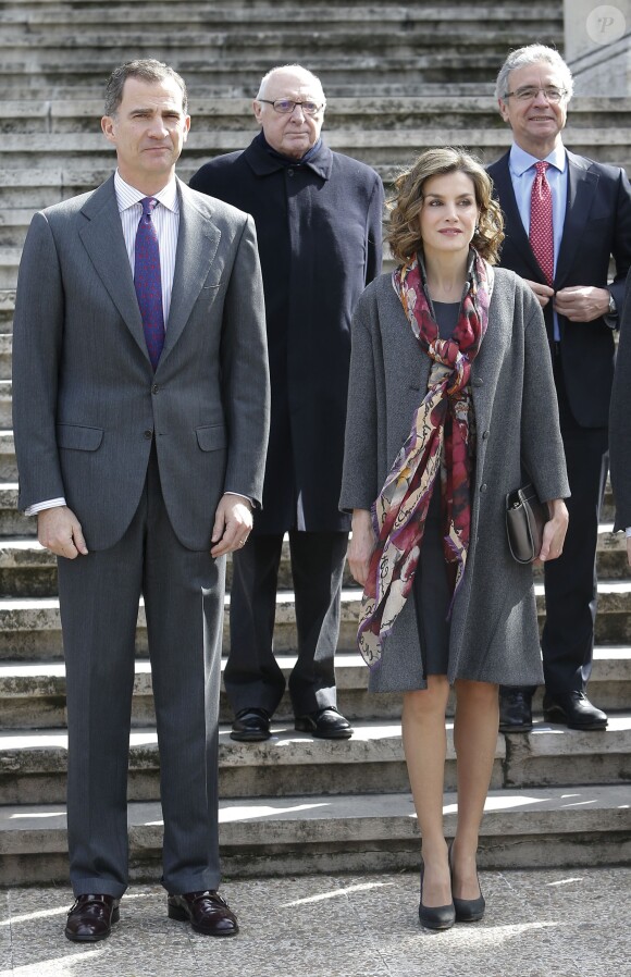 La reine Letizia et le roi Felipe VI d'Espagne inauguraient le 4 mars 2016 l'exposition "Miguel de Cervantes : de la vie au mythe" à la Bibliothèque nationale d'Espagne à Madrid.
