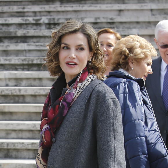 La reine Letizia et le roi Felipe VI d'Espagne inauguraient le 4 mars 2016 l'exposition "Miguel de Cervantes : de la vie au mythe" à la Bibliothèque nationale d'Espagne à Madrid.