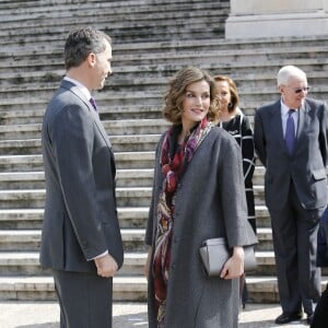 La reine Letizia et le roi Felipe VI d'Espagne inauguraient le 4 mars 2016 l'exposition "Miguel de Cervantes : de la vie au mythe" à la Bibliothèque nationale d'Espagne à Madrid.