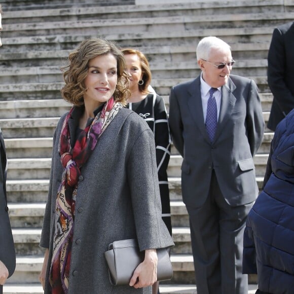 La reine Letizia et le roi Felipe VI d'Espagne inauguraient le 4 mars 2016 l'exposition "Miguel de Cervantes : de la vie au mythe" à la Bibliothèque nationale d'Espagne à Madrid.