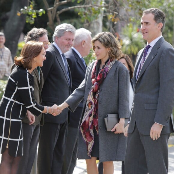 La reine Letizia et le roi Felipe VI d'Espagne inauguraient le 4 mars 2016 l'exposition "Miguel de Cervantes : de la vie au mythe" à la Bibliothèque nationale d'Espagne à Madrid.