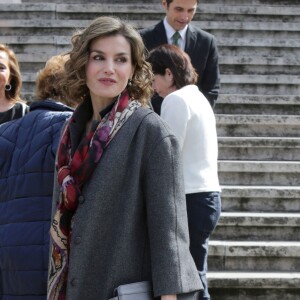 La reine Letizia et le roi Felipe VI d'Espagne inauguraient le 4 mars 2016 l'exposition "Miguel de Cervantes : de la vie au mythe" à la Bibliothèque nationale d'Espagne à Madrid.