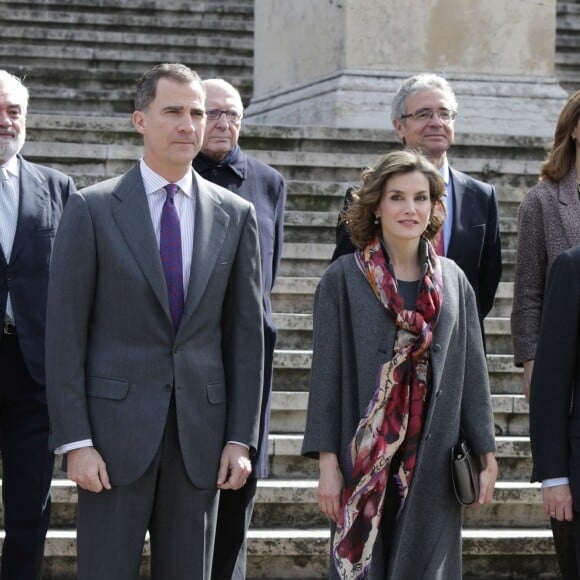 La reine Letizia et le roi Felipe VI d'Espagne inauguraient le 4 mars 2016 l'exposition "Miguel de Cervantes : de la vie au mythe" à la Bibliothèque nationale d'Espagne à Madrid.