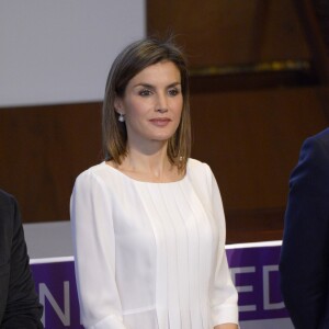 La reine Letizia d'Espagne lors de sa participation, le 3 mars 2016, à la Journée mondiale des maladies rares à Madrid.