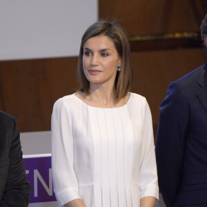 La reine Letizia d'Espagne lors de sa participation, le 3 mars 2016, à la Journée mondiale des maladies rares à Madrid.