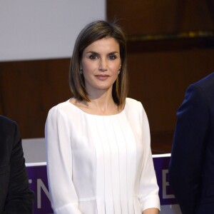 La reine Letizia d'Espagne lors de sa participation, le 3 mars 2016, à la Journée mondiale des maladies rares à Madrid.