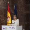 La reine Letizia d'Espagne lors de sa participation, le 3 mars 2016, à la Journée mondiale des maladies rares à Madrid.