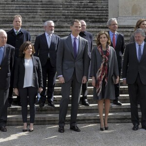 La reine Letizia d'Espagne et le roi Felipe VI d'Espagne inauguraient le 4 mars 2016 l'exposition "Miguel de Cervantes : de la vie au mythe" à la Bibliothèque nationale d'Espagne à Madrid.