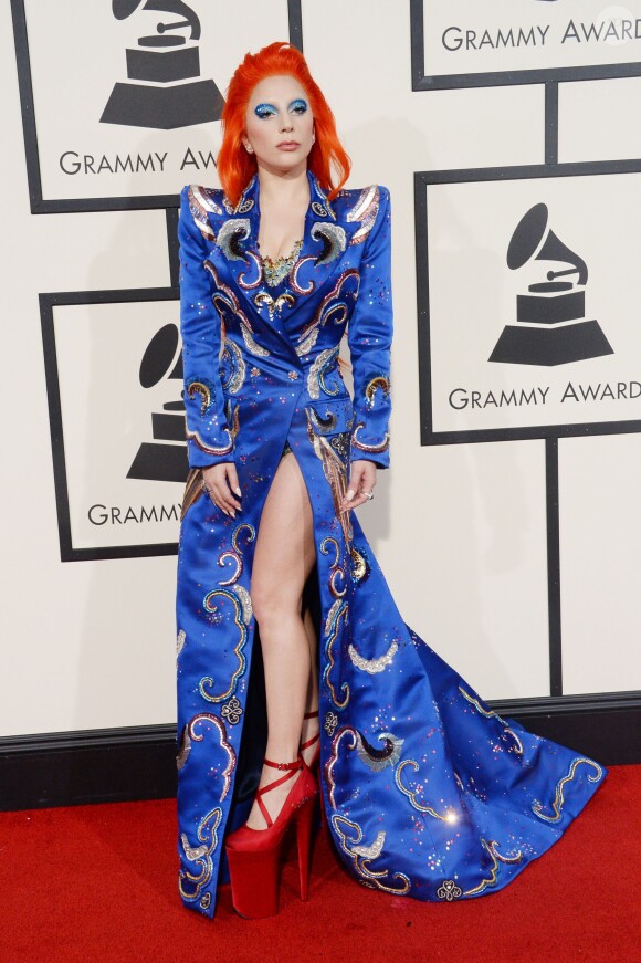 Lady Gaga à la 58ème soirée annuelle des Grammy Awards au Staples Center à Los Angeles, le 15 février 2016.