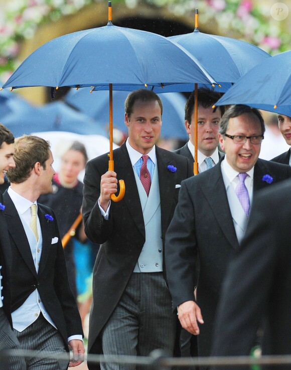 Le prince William au mariage de son ami Thomas van Straubenzee et Lady Melissa Percy à Northumbria en Angleterre, le 21 juin 2013