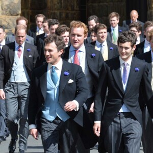 Le prince William et le prince Harry au mariage de Thomas van Straubenzee et Lady Melissa Percy à Northumbria en Angleterre, le 21 juin 2013