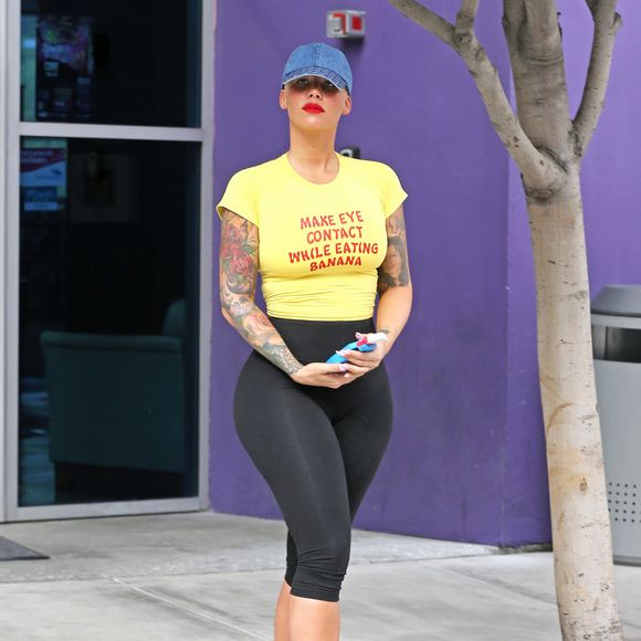 Exclusif - Amber Rose quitte la salle de gym à Los Angeles le 27 janvier 2016.