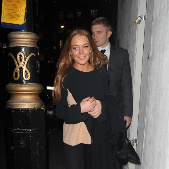 Lindsay Lohan à la sortie du vernissage de Tyler Shields "Decadence" à la galerie Maddox à Londres. Le 3 février 2016 © CPA / Bestimage