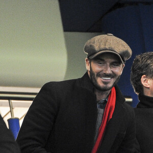 David Beckham au match des 1/8 de finale de la Ligue Champions entre Chelsea et le PSG à Londres le 9 mars 2016. Le PSG à battu Chelsea sur le score de 2-1 et se qualifie pour les quarts de finale de la Ligue des Champions. © Pierre Perusseau/Bestimage