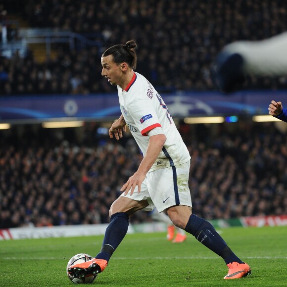 Zlatan Ibrahimovic - Match des 1/8 de finale de la Ligue Champions entre Chelsea et le PSG à Londres le 9 mars 2016. Le PSG à battu Chelsea sur le score de 2-1. © Pierre Perusseau/Bestimage