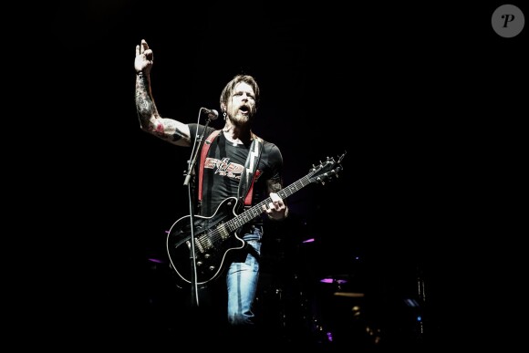 Jesse Hughes - Concert des Eagles Of Death Metal à l'Olympia à Paris le 16 février 2016. Trois mois après la tragédie du Bataclan le 13 novembre, le groupe américain est remonté sur scène.