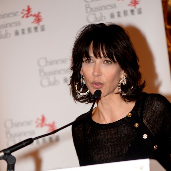 Exclusif - Sophie Marceau (Ambassadrice du Chinese Business Club) au déjeuner du Chinese Business Club pour la journée internationale des femmes autour de son ambassadrice Sophie Marceau à l'hôtel Intercontinental à Paris le 8 mars 2016. Ce déjeuner a réuni environ 250 femmes. Sophie Marceau a reçu le prix Bucherer "femme de l'année 2016" et l'artiste Huang FengRong a réalisé en direct un portrait d'elle en feuilles d'or. © Rachid Bellak / Bestimage