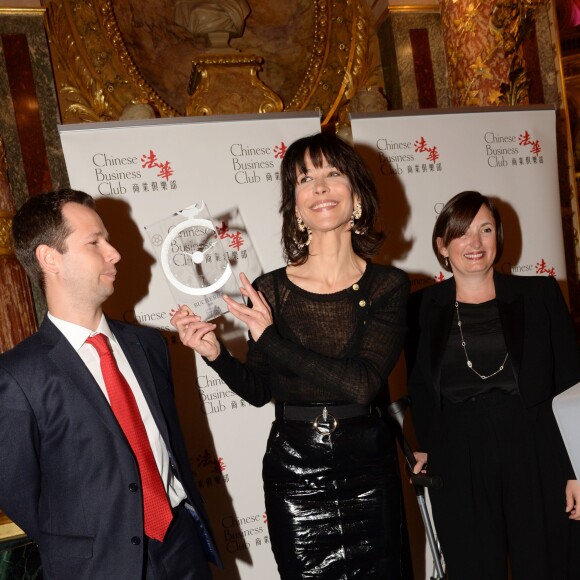 Exclusif - Harold Parisot, président du Chinese Business Club et Sophie Marceau (Ambassadrice du Chinese Business Club) au déjeuner du Chinese Business Club pour la journée internationale des femmes autour de son ambassadrice Sophie Marceau à l'hôtel Intercontinental à Paris le 8 mars 2016. © Rachid Bellak / Bestimage